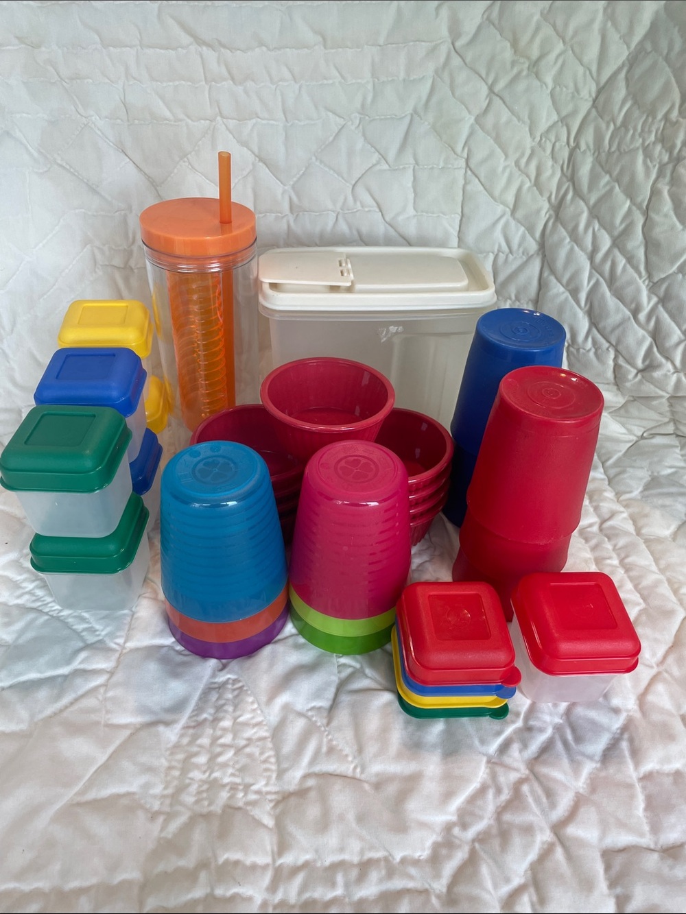 Bright Multicolor Plastic Drinkware & Storage Set